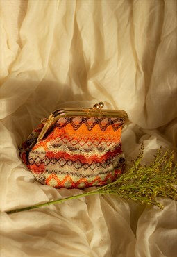 Orange Rustic Stitch Mini Clasp Bag