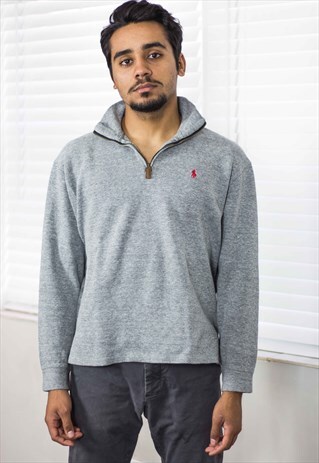 VINTAGE POLO RALPH LAUREN 1/4 ZIP JUMPER 90S M 16.8