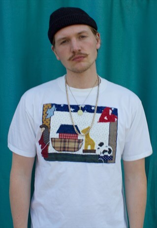 VINTAGE T SHIRT WITH HAND MADE PATTERN