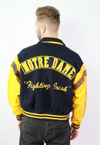 NOTRE DAME FIGHTING IRISH VINTAGE VARSITY BOMBER JACKET