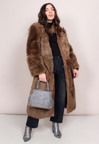 VINTAGE 70S PREMIUM SHEEPSKIN SUEDE MAXI COAT