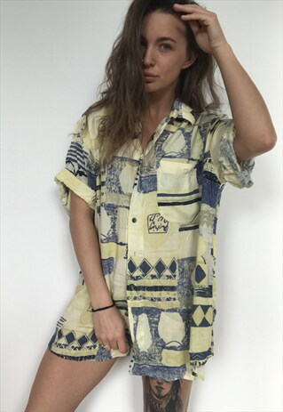 PATTERNED OVERSIZED RETRO VINTAGE UNISEX FESTIVAL SHIRT
