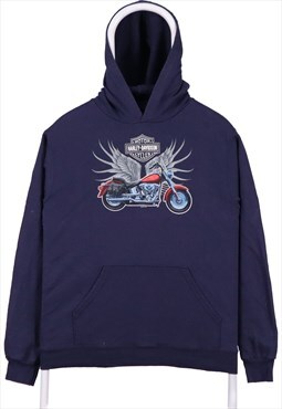 Vintage 90's Harley Davidson Hoodie Hooded Printed Long