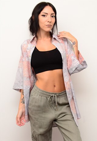 VINTAGE 90'S PASTEL GRUNGE FUNKY PATTERNED OVERSIZED SHIRT