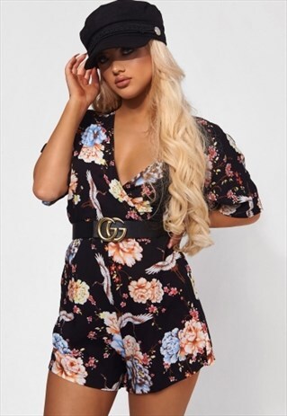 CARA BLACK FLORAL PLAYSUIT