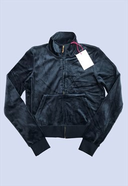Track Jacket Navy Blue Velour High Neck 