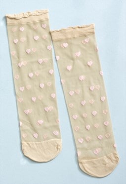 Summer Romantic Nude Pink Heart Socks
