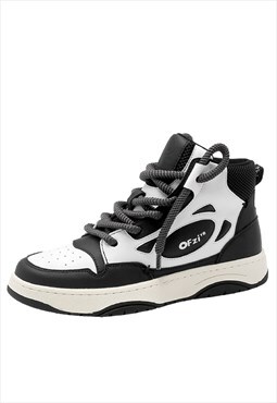Skater high tops chunky sole sneakers platform shoes black