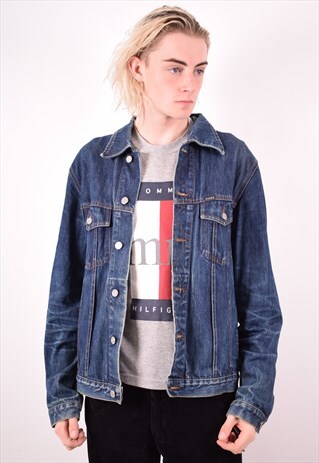 GUESS MENS VINTAGE DENIM JACKET MEDIUM BLUE 90S