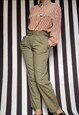 VINTAGE 90S KHAKI GREEN CARGO TROUSERS, HIGH-WAISTED UK10/12