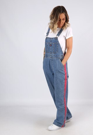 DUNGAREES DENIM BICH REWORKED SIDE STRIPE WIDE UK 10 (31O)