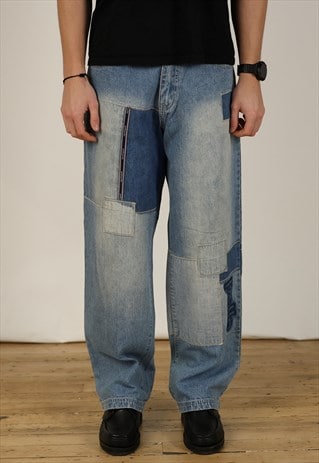 Vintage Pelle Pelle Baggy Jeans Men's Light Blue