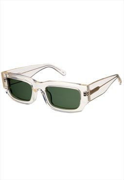 Polarized Sunglasses in Clear BIO Acetate with Green Lens