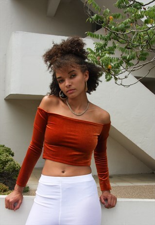BURNT ORANGE BARDOT TOP