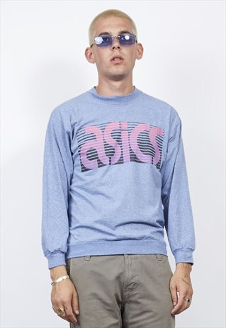 VINTAGE 80'S ASICS BLUE LONG-SLEEVE T-SHIRT