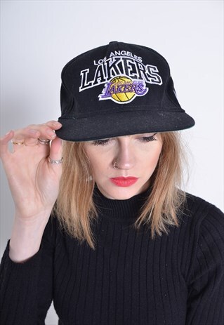 VINTAGE LOS ANGELES LAKERS BASEBALL CAP HAT BLACK