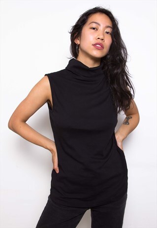 VINTAGE 90S BLACK SLEEVELESS TURTLENECK