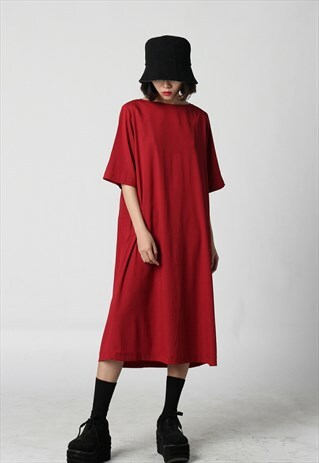 KOREAN STYLE SOLID DRESS IN RED