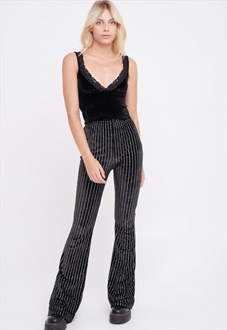 black velvet flared trousers