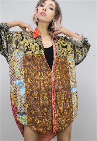 VINTAGE 80S/90S OVERSIZED PATTERNED SHIRT
