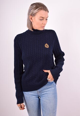 RALPH LAUREN WOMENS VINTAGE JUMPER SWEATER LARGE BLUE 90'S