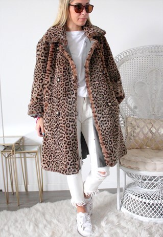 VINTAGE COAT FAUX FUR REVERSIBLE