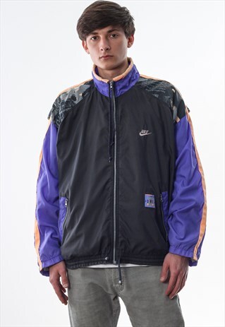 VINTAGE NIKE TRACKSUIT WINDBREAKER 90S PURPLE GREY PRINTED