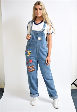 VINTAGE DISNEY BLUE DONALD DUCK DENIM DUNGAREES