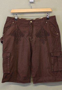 Vintage Y2K Cavalli Shorts Brown With Textured Design