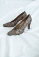 VINTAGE 80S POINTED MID HEELS IN FAUX SNAKE SKIN LEATHER