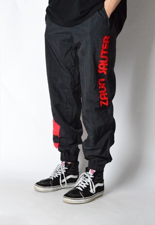 VINTAGE 90S BLACK AND RED SHELL PANTS