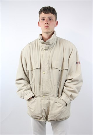 VINTAGE FILA CREAM GRAPHIC LINED PARKA JACKET