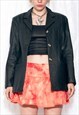 VINTAGE LEATHER JACKET 90S MATRIX PREPPY COAT IN BLACK