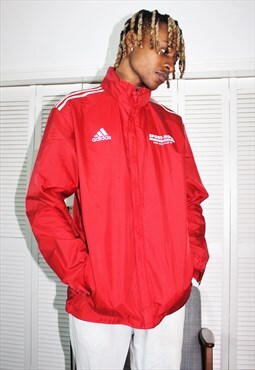 Vintage 90's Red Adidas Waterproof Shell Jacket in Large