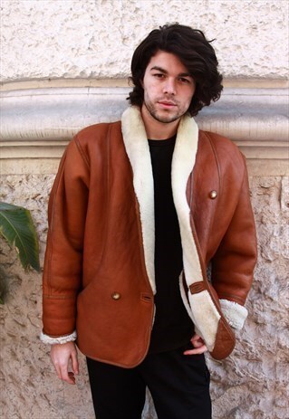 VINTAGE SHEARLING AVIATOR COAT '80 MADE IN ITALY COD. 11-97