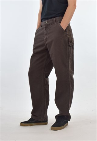 VINTAGE BROWN CARHARTT DUNGAREE FIT WORKER JEANS