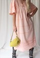 VINTAGE 1980S PEACHY PINK BRODERIE ANGLAIS NIGHTDRESS DRESS