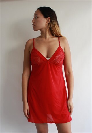 RED MESH CALVIN KLIEN SLIP DRESS