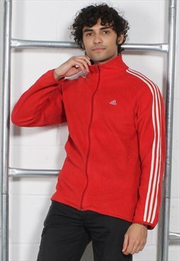 Vintage Adidas Full Zip Cosy Sports Fleece in Red Large