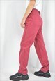 VINTAGE RED DENIM STRAIGHT JEANS TROUSERS