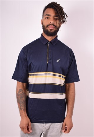 AUSTRALIAN L'ALPINA MENS VINTAGE POLO SHIRT MEDIUM BLUE 90S