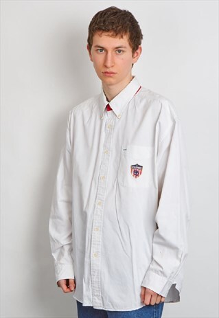 VINTAGE 90'S TOMMY HILFIGER LOGO WHITE SHIRT