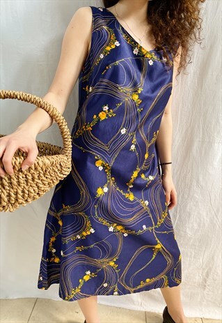VINTAGE 60S MOD TWIGGY FLORAL PRINT MINI DAY DRESS PLUS SIZE