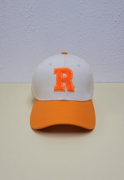 Orange and Beige Letter R Adjustable Baseball Cap