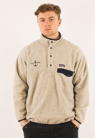 VINTAGE BEIGE PATAGONIA SYNCHILLA BUTTON DOWN FLEECE XL