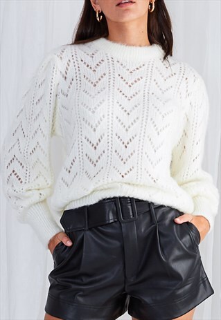 PAISLEIGH POINTELLE JUMPER - CREAM