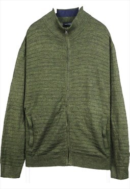 Vintage 90's Nautica Fleece Jumper Full Zip Up Knitted Green