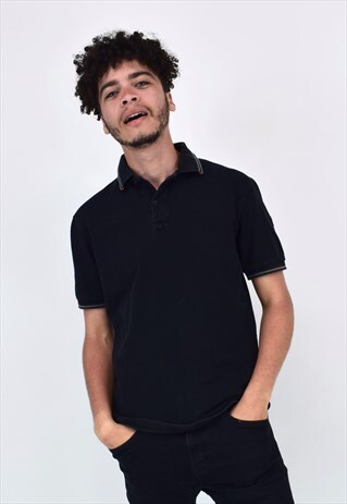 VINTAGE 90'S MONCLER BLACK POLO SHIRT