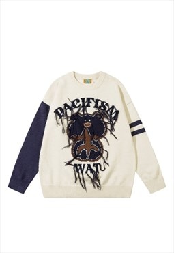 Anti war sweater pacifism slogan knitwear jumper tassel top