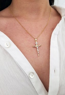 Women's 22" Crucifix Cross Pendant Necklace Chain - Gold